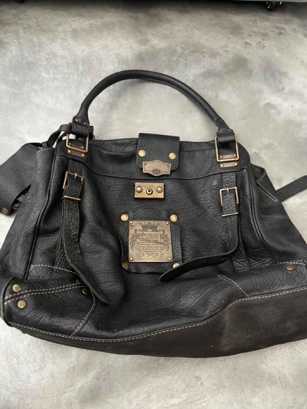 RARE Vintage Y2K Juicy Couture Once Upon a Time Black Leather Daydreamer Purse